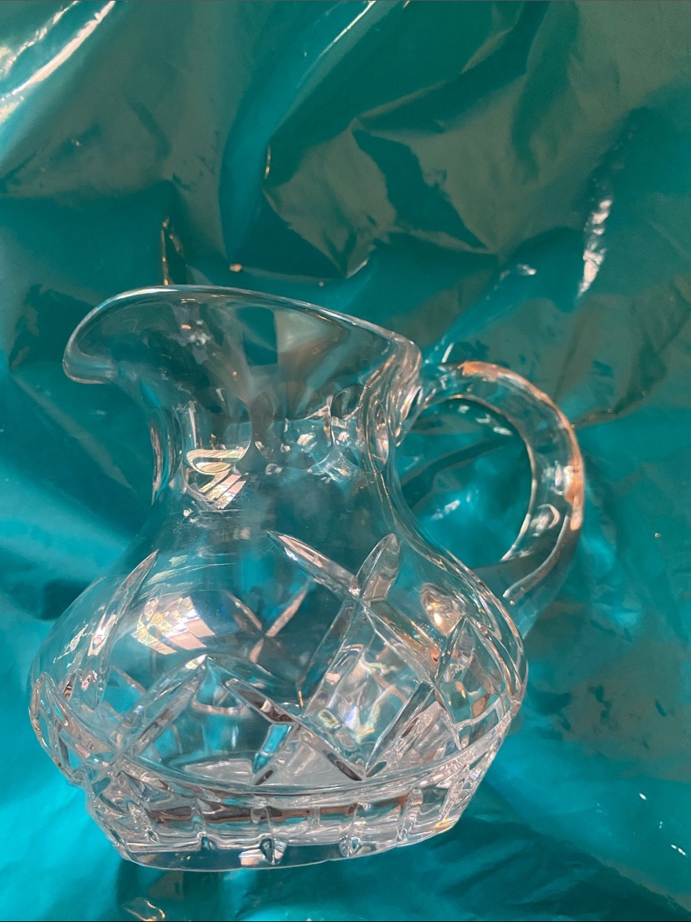Crystal-Style Clear Glass Pitcher with Faceted Cut